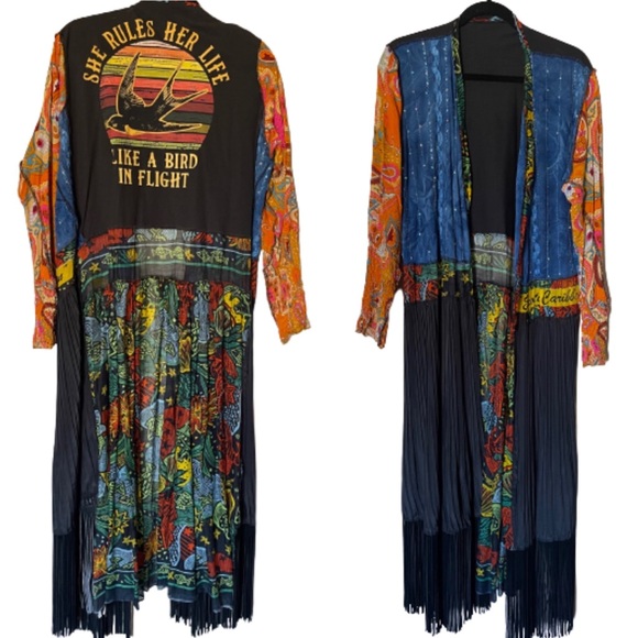 Custom Fleetwood Mac Stevie nicks Rhiannon Fringe Festival Kimono duster coat - Picture 1 of 11